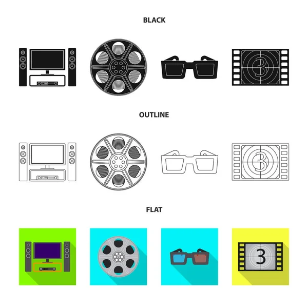 Vektor-Design von Fernseh- und Filmsymbolen. Set von Fernseher und Vektor-Symbol für Aktien. — Stockvektor