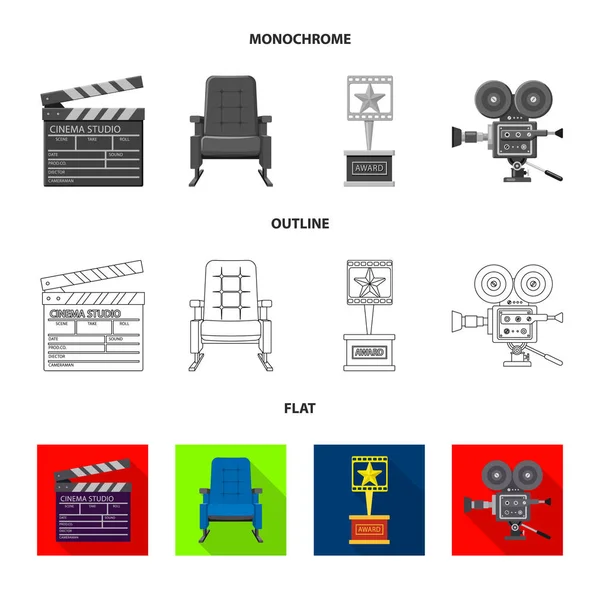 Geïsoleerde object van televisie en het filmen van teken. Collectie van televisie en het bekijken van de vector pictogram voor voorraad. — Stockvector