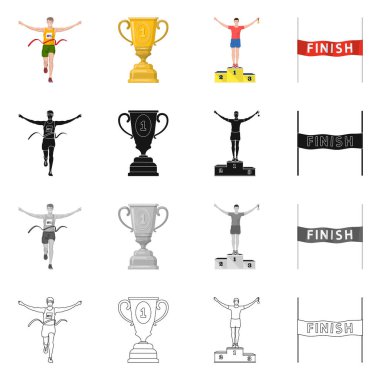 Spor ve kazanan simgesi yalıtılmış nesne. Spor ve fitness vektör simgesini hissenin topluluğu.