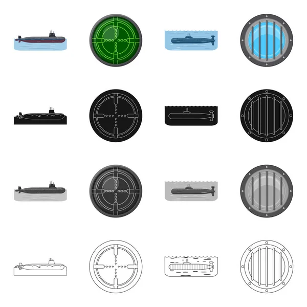 Diseño vectorial de guerra y logotipo del barco. Conjunto de guerra y vector de flota icono para stock . — Archivo Imágenes Vectoriales