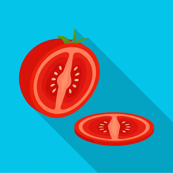 Diseño vectorial de tomate y símbolo de rebanada. Conjunto de tomate y símbolo de stock cortado para web . — Archivo Imágenes Vectoriales