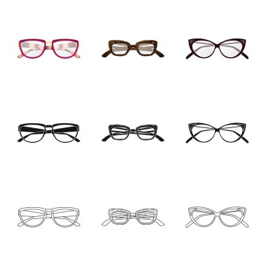 Gözlük ve çerçeve simge vektör Illustration. Gözlük ve web için aksesuar hisse senedi simgesi.