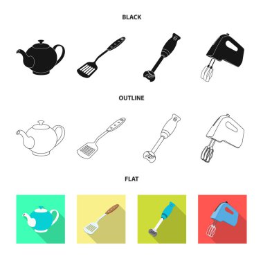 Mutfak ve yemek logosu yalıtılmış nesne. Hisse senedi için mutfak ve cihazı vektör simge kümesi.