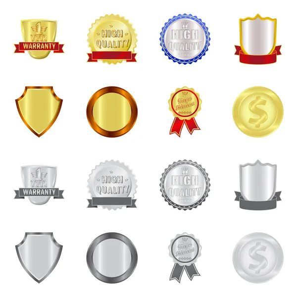 Amblem ve rozet simge vektör Illustration. Hisse senedi için amblem ve etiket vektör simge topluluğu.