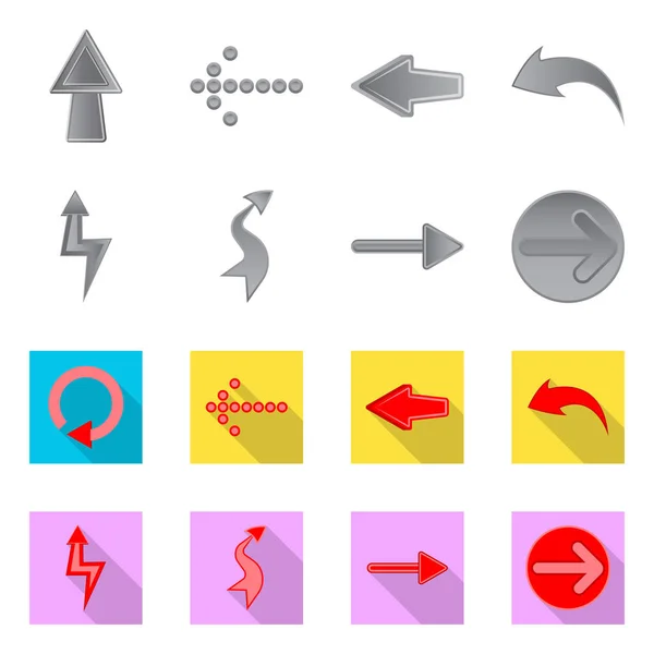 Vector ontwerp van element en pijl pictogram. Set element en richting voorraad vectorillustratie. — Stockvector