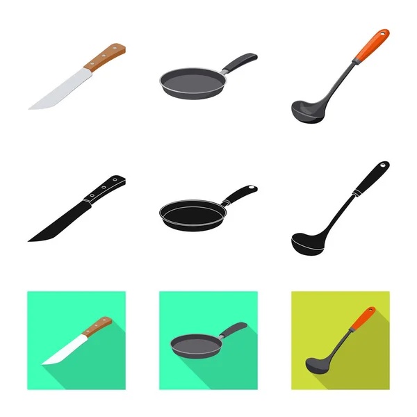 Vektor-Design von Küche und Koch-Ikone. Set von Bestandsvektoren für Küche und Geräte. — Stockvektor