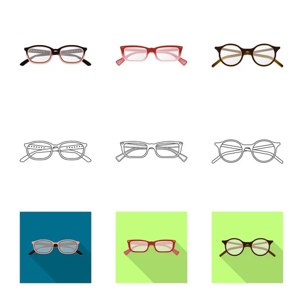 Vector illustration of glasses and frame sign. Collection of glasses and accessory stock vector illustration. — Stock Vector