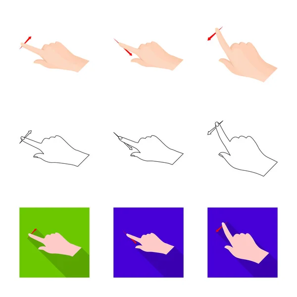 Design vetorial de tela sensível ao toque e símbolo de mão. Conjunto de tela sensível ao toque e símbolo de estoque de toque para web . —  Vetores de Stock