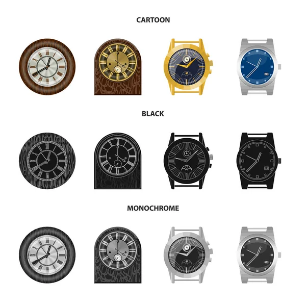Vector σχεδιασμός του ρολογιού και το χρόνο σύνδεσης. Σετ ρολόι και κύκλο εικονίδιο του φορέα σε απόθεμα. — Διανυσματικό Αρχείο
