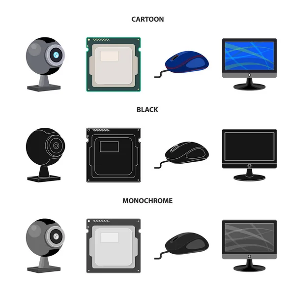 Isoliertes Objekt von Laptop und Gerätelogo. Set von Laptop und Server Stock Symbol für Web. — Stockvektor