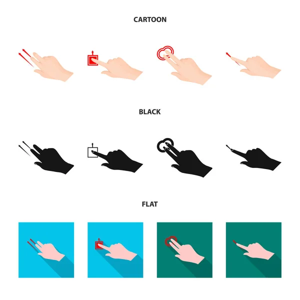 Ilustração vetorial de tela sensível ao toque e símbolo de mão. Coleção de tela sensível ao toque e ícone de vetor de toque para estoque . —  Vetores de Stock