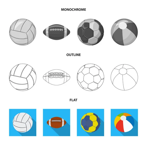 Ilustración vectorial del deporte y el símbolo de pelota. Conjunto de deporte e ilustración de vector de stock atlético . — Archivo Imágenes Vectoriales