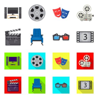 Televizyon ve işareti filme vektör tasarımı. Televizyon ve hisse senedi için vektör simge görüntüleme kümesi.