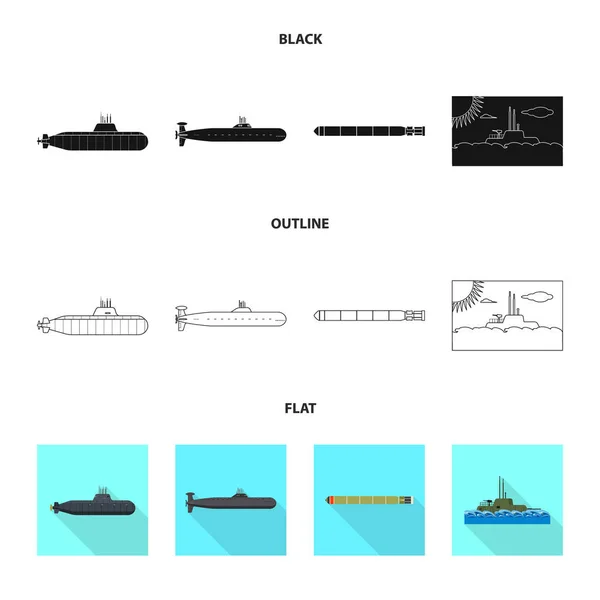 Objeto isolado de guerra e símbolo de navio. Coleção de ícone de vetor de guerra e frota para estoque . —  Vetores de Stock