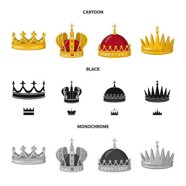 Isolerade objekt av medeltida och adeln symbol. Samling av medeltida och monarkin lager vektorillustration. — Stock vektor