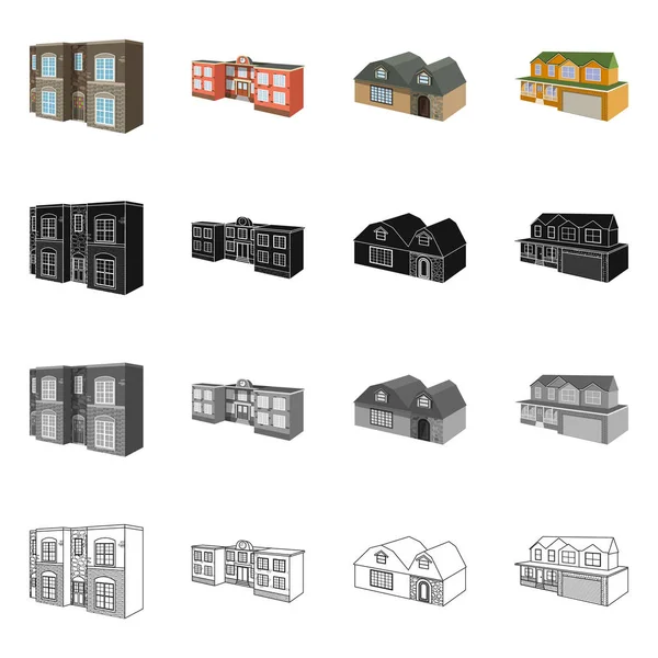 Objeto isolado de fachada e logotipo da carcaça. Coleção de fachada e símbolo de estoque de infraestrutura para web . —  Vetores de Stock