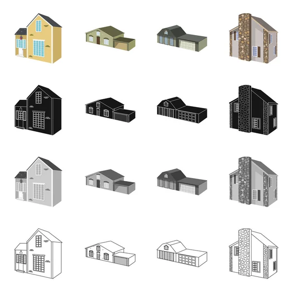 Векторна ілюстрація фасаду та символу житла. Колекція фасаду та інфраструктури Векторні значки для складів . — стоковий вектор