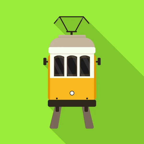Векторный дизайн трамвая и иконы Лиссабона. Набор векторных иллюстраций трамвая и железнодорожного парка . — стоковый вектор