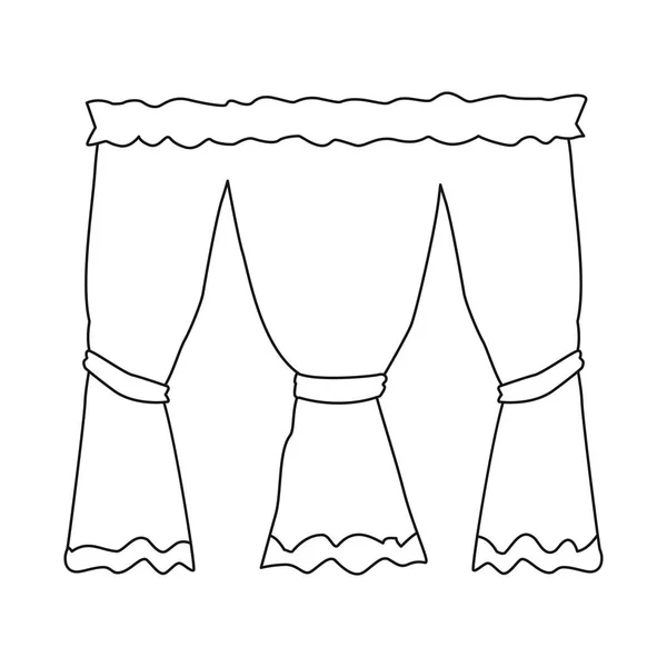 Vektor design av gardin och lägenhet ikon. Uppsättning gardin och gyllene Stock symbol för webben. — Stock vektor