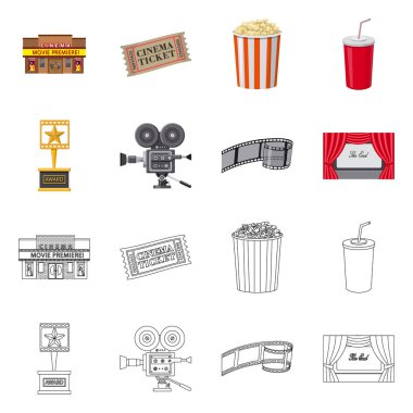 Televizyon ve filme simge vektör tasarımı. Televizyon ve hisse senedi vektör çizim ile ilgilenen koleksiyonu.