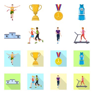 Spor ve kazanan sembol yalıtılmış nesne. Spor ve fitness hisse senedi vektör çizim seti.