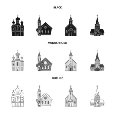 Tarikat ve tapınak ikonunun izole nesnesi. Web için tarikat ve cemaat sembolü seti.