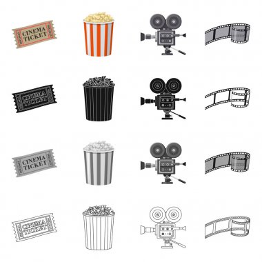 Televizyon ve işareti filme vektör tasarımı. Televizyon ve hisse senedi için vektör simge görüntüleme kümesi.