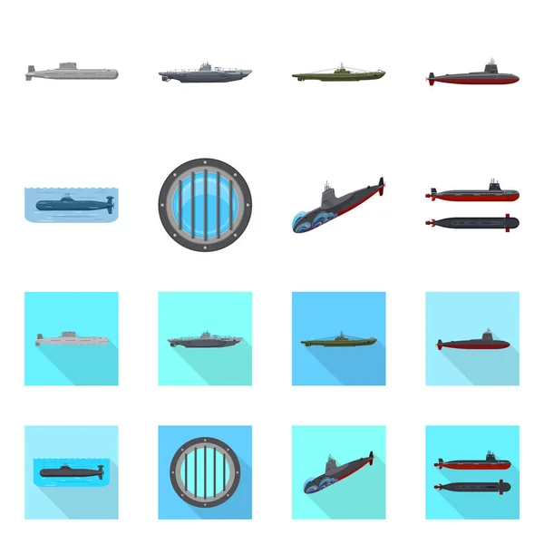 Векторное оформление иконы войны и корабля. Коллекция векторных значков войны и флота для склада . — стоковый вектор