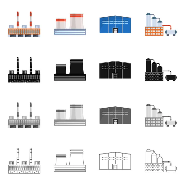 Illustrazione vettoriale della produzione e logo della struttura. Raccolta di illustrazione vettoriale della produzione e dello stock tecnologico . — Vettoriale Stock