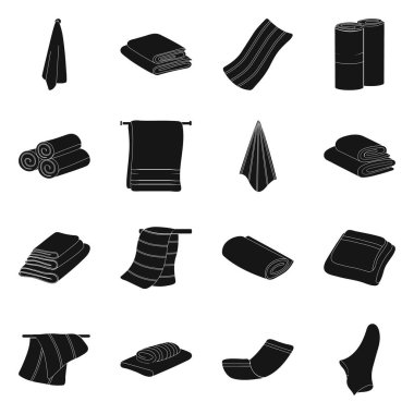 Tekstil ve ev sembolü vektör tasarımı. Web için tekstil ve plaj stok sembolü koleksiyonu.