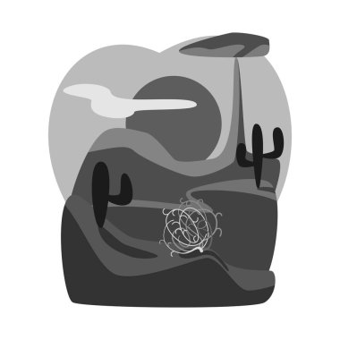 Tumbleweed ve kuru logo vektör illüstrasyon. Web için tumbleweed ve kaktüs stok sembolü seti.