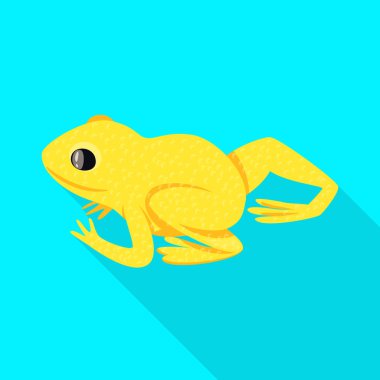 Kurbağa ve sarı işareti vektör tasarımı. Kurbağa ve yağmur ormanları stok vektör illüstrasyon seti.