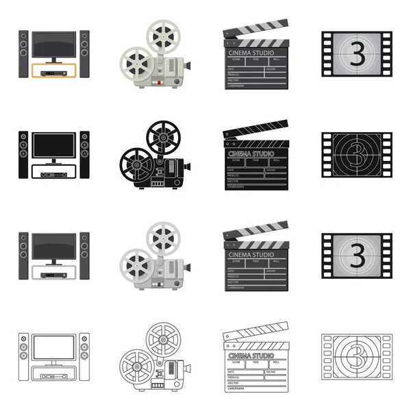 Diseño vectorial del icono de la televisión y la filmación. Colección de la televisión y el símbolo de stock de visualización para la web . — Vector de stock