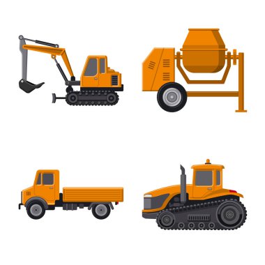 Yapı ve inşaat logo yalıtılmış nesne. Yapı ve makine hisse senedi vektör çizim topluluğu.