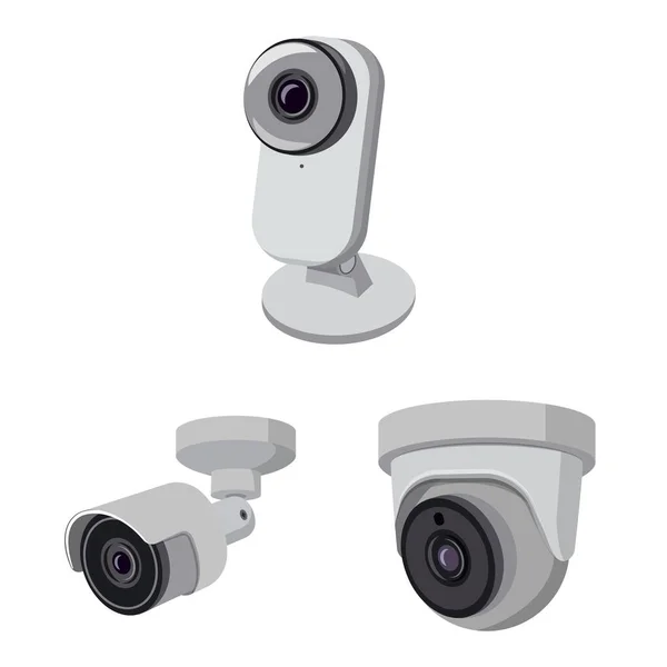 Design vettoriale di cctv e simbolo della fotocamera. Raccolta di cctv e sistema stock symbol per il web . — Vettoriale Stock