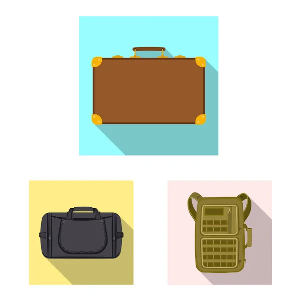 Vector illustration of suitcase and baggage symbol. Set of suitcase and journey stock symbol for web. — Stock Vector