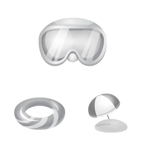Objeto aislado de equipo y símbolo de natación. Colección de equipos e icono de vector de actividad para stock . — Vector de stock