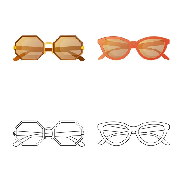 Objeto aislado de gafas y logotipo de gafas de sol. Conjunto de gafas y accesorio stock vector ilustración . — Archivo Imágenes Vectoriales