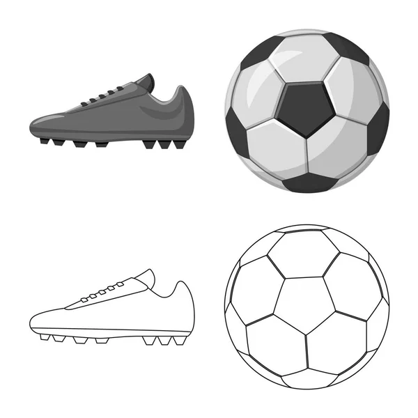 Vektor-Illustration von Fußball und Getriebeschild. Set an Fußball- und Turnier-Vektor-Symbolen für Aktien. — Stockvektor