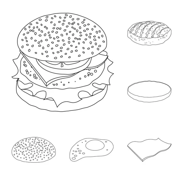 Objeto isolado de hambúrguer e ícone de sanduíche. Coleção de hambúrguer e símbolo de estoque de fatia de web . — Vetor de Stock