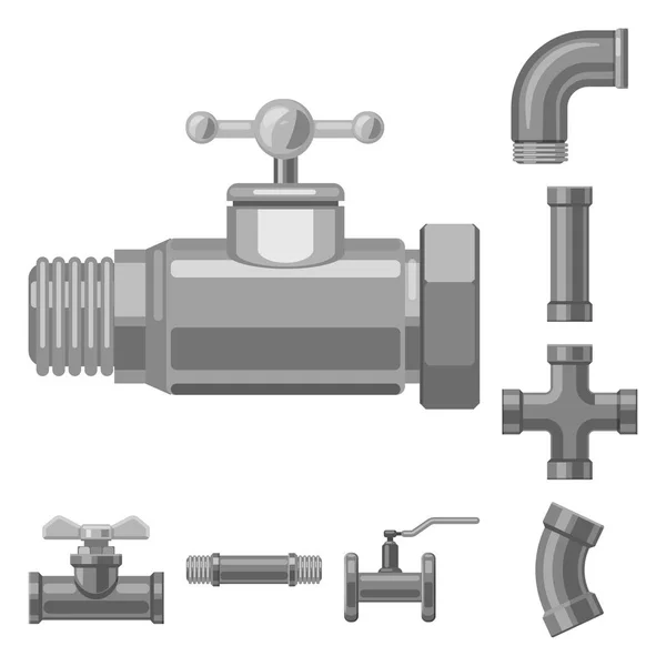 Illustrazione vettoriale dell'icona di tubo e tubo. Set di tubo e pipeline stock symbol per il web . — Vettoriale Stock