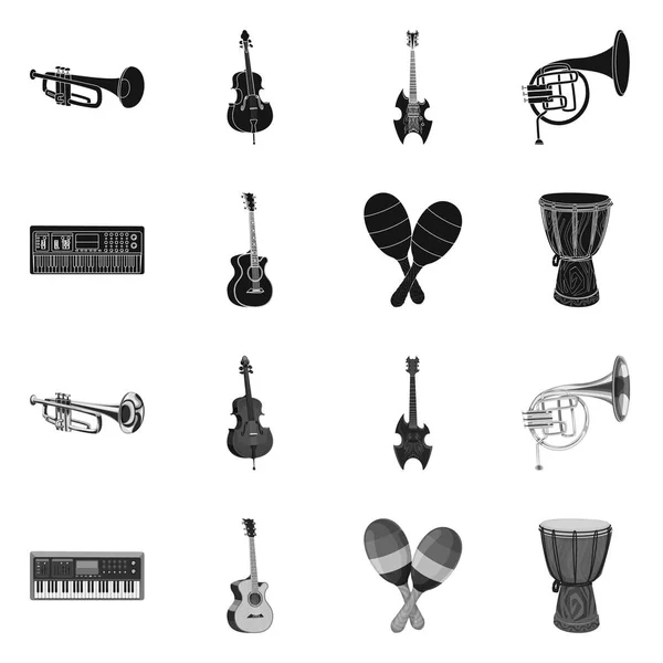 Objeto aislado de música e icono de sintonía. Conjunto de música y herramienta de stock símbolo para la web . — Vector de stock