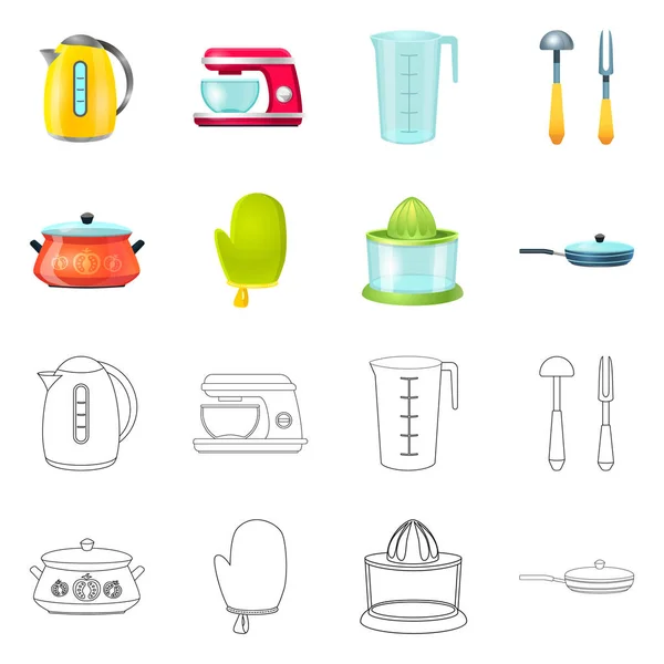 Isolé objet de cuisine et cuisinier icône. Ensemble d'illustration vectorielle de stock de cuisine et d'appareil . — Image vectorielle
