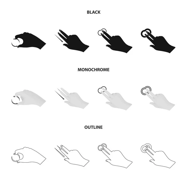 Isolerade objekt av pekskärm och hand-ikonen. Samling av pekskärm och touch aktiesymbol för webben. — Stock vektor