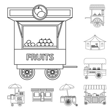Piyasa ve dış logo vektör Illustration. Market ve gıda hisse senedi simgesi web için kümesi.
