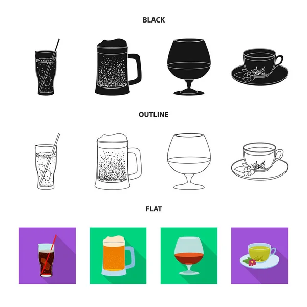 Illustration vectorielle de boissons et enseigne de bar. Ensemble de boisson et symbole de stock de partie pour le Web . — Image vectorielle