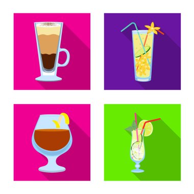 Likör ve restoran simgesivektör illüstrasyon. Stok için likör ve bileşen vektör simgesi seti.
