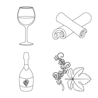 İçki ve üretim logosu izole nesne. Web için içecek ve restoran stok sembolü seti.