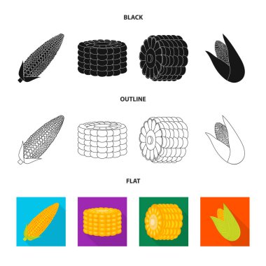 Mısır tarlası ve sebze işareti vektör çizimi. Mısır tarlası ve vejetaryen hisse senedi vektör çizim.