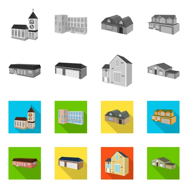 Vektor-Illustration der Fassade und des Wohnungssymbols. Fassaden- und Infrastruktur-Vektor-Illustration. — Stockvektor